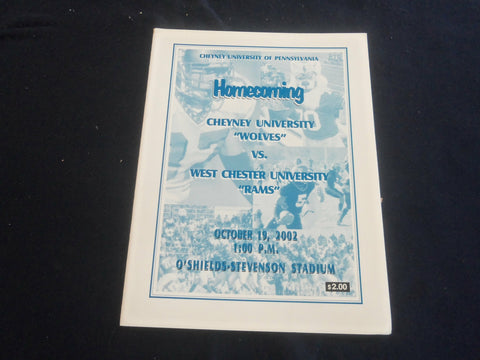2002 OCT 19 FOOTBALL PROGRAM- CHEYNEY UNIVERSITY VS. WEST CHESTER UNIV- ST 6583V