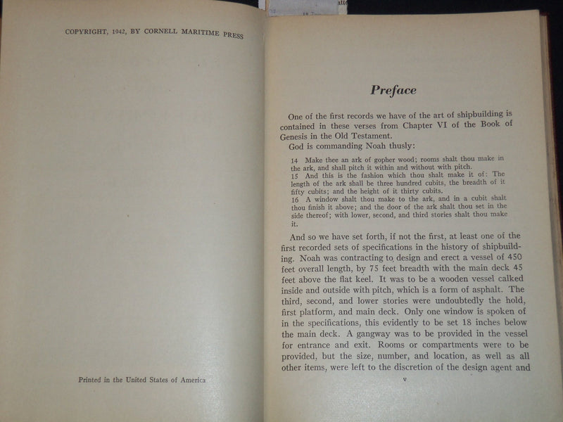 1942 SHIP STRUCTURE AND BLUEPRINT READING HARDCOVER BOOK BY H. L. HEED - KD 2630