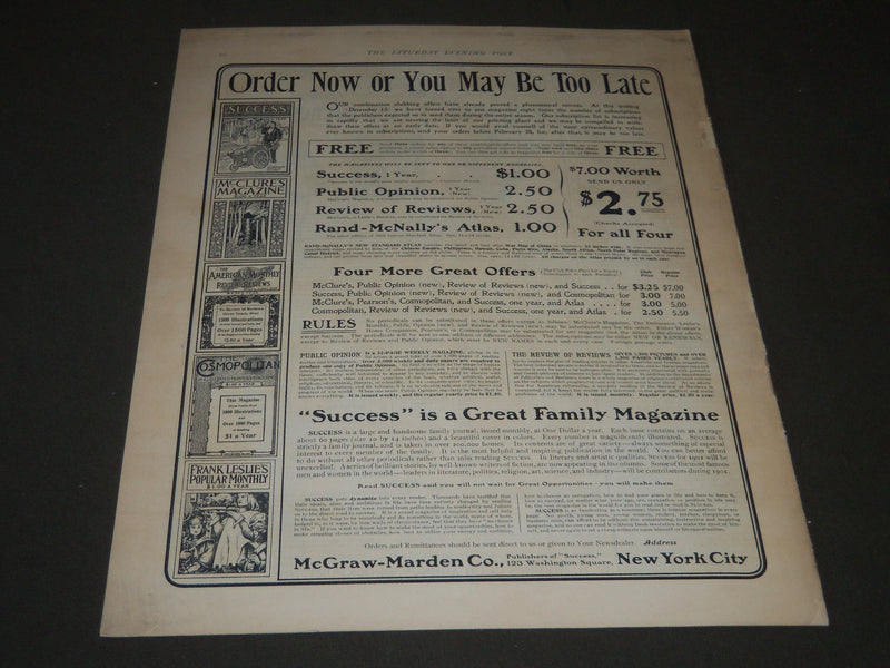 1901 JANUARY 19 THE SATURDAY EVENING POST MAGAZINE - ILLUSTRATED COVER - SP 518