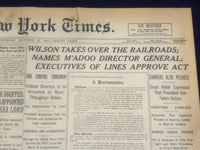 1917 DECEMBER 27 NEW YORK TIMES - WILSON TAKES OVER RAILROADS - NT 8265