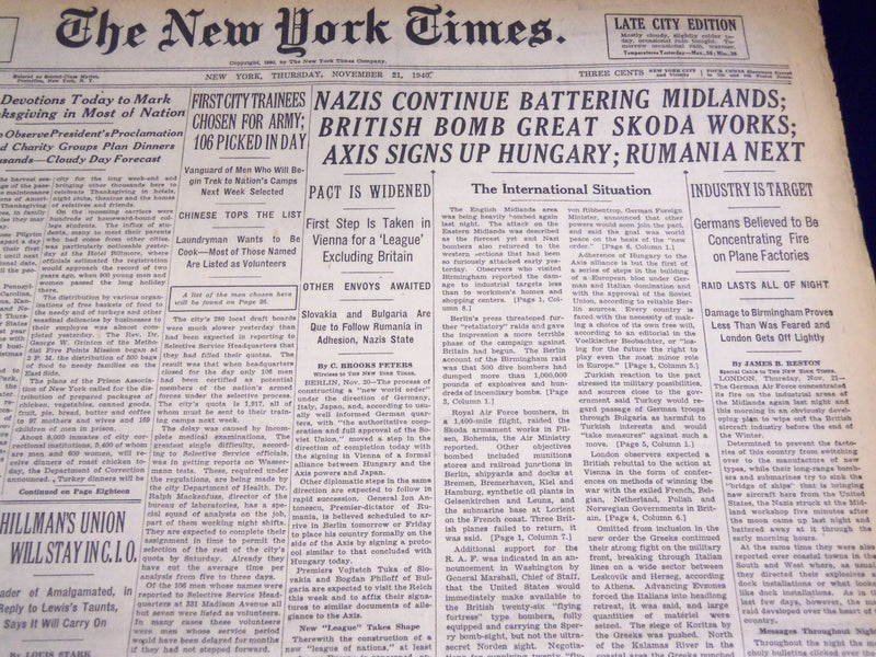 1940 NOV 21 NEW YORK TIMES - AXIS SIGN UP HUNGARY RUMANIA NEXT - NT 2521