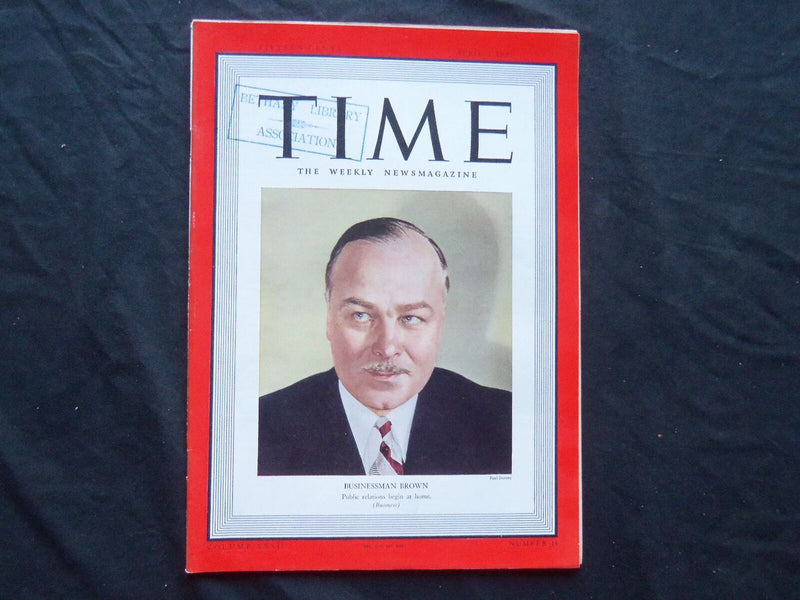 1939 APRIL 3 TIME MAGAZINE - LEWIS H. BROWN - T 654
