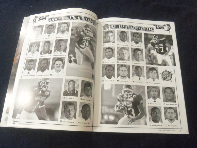 2003 DEC 16 NEW ORLEANS BOWL PROGRAM -UNIV NO. TEXAS VS UNIV MEMPHIS - ST 602H