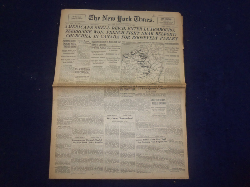 1944 SEP 11 NEW YORK TIMES - AMERICANS SHELL REICH, ENTER LUXEMBOURG - NP 6619