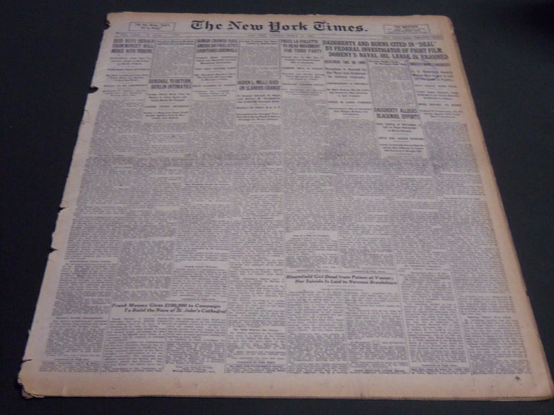 1924 MARCH 18 NEW YORK TIMES - DAUGHERTY AND BURNS CITED IN DEAL - NT 6826