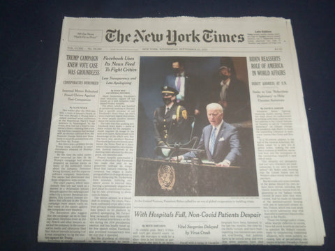 2021 SEP 22 NEW YORK TIMES - BIDEN REASSERTS ROLE OF AMERICA IN WORLD AFFAIRS