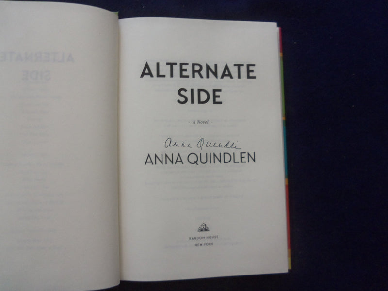2018 ALTERNATE SIDE HARDCOVER BOOK - AUTOGRAPHED BY ANNA QUINDLEN - KD 8512