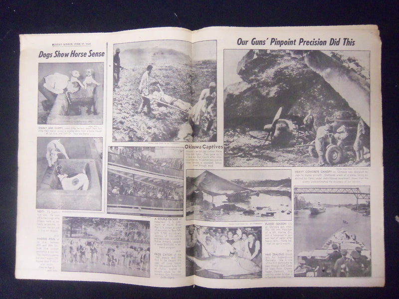 1945 JUNE 17 NEW YORK SUNDAY MIRROR - YANKS STORM 3 OKINAWA HILLS - NP 2270