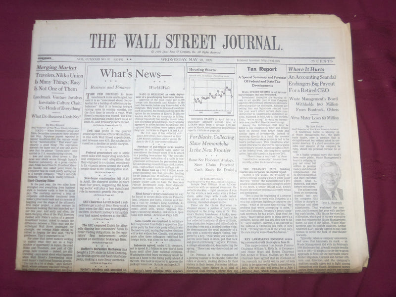1999 MAY 19 THE WALL STREET JOURNAL - DEAN BUNTROCK, ACCOUNTING SCANDAL - WJ 216