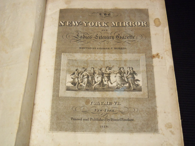 1828-1829 NEW YORK MIRROR AND LADIES GAZETTE BOUND VOLUME NO. 6 - KD 4675J