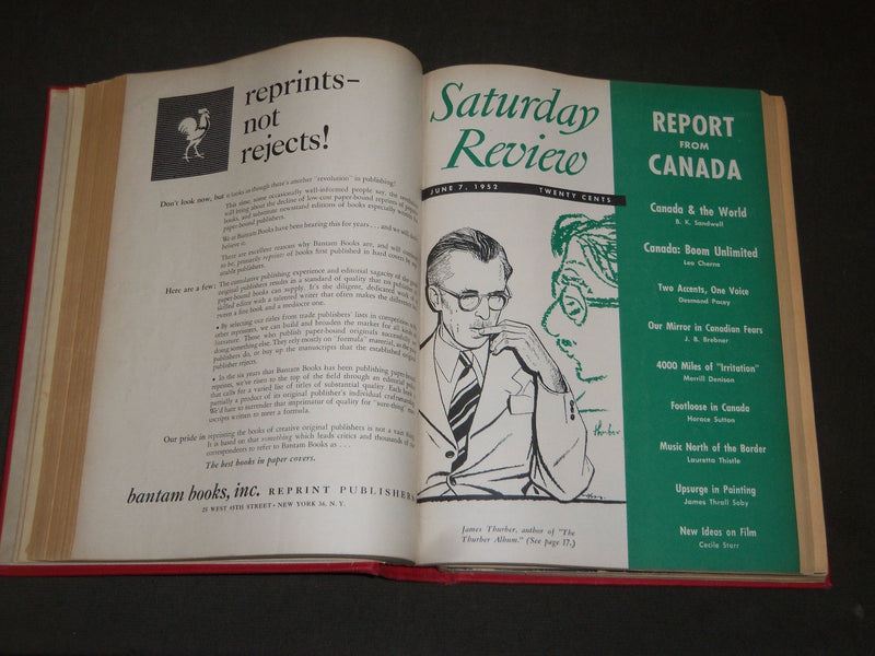 1952 SATURDAY REVIEW MAGAZINE BOUND VOLUME LOT OF 3 - COMPLETE YR - ADS - R 154