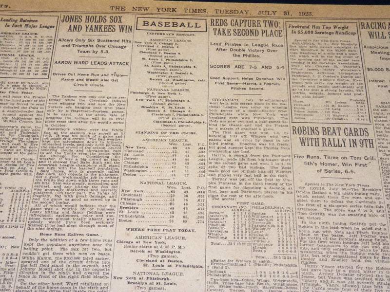 1923 JULY 31 NEW YORK TIMES - PRESIDENT HAS PNEUMONIA - CONDITION GRAVE- NT 7750