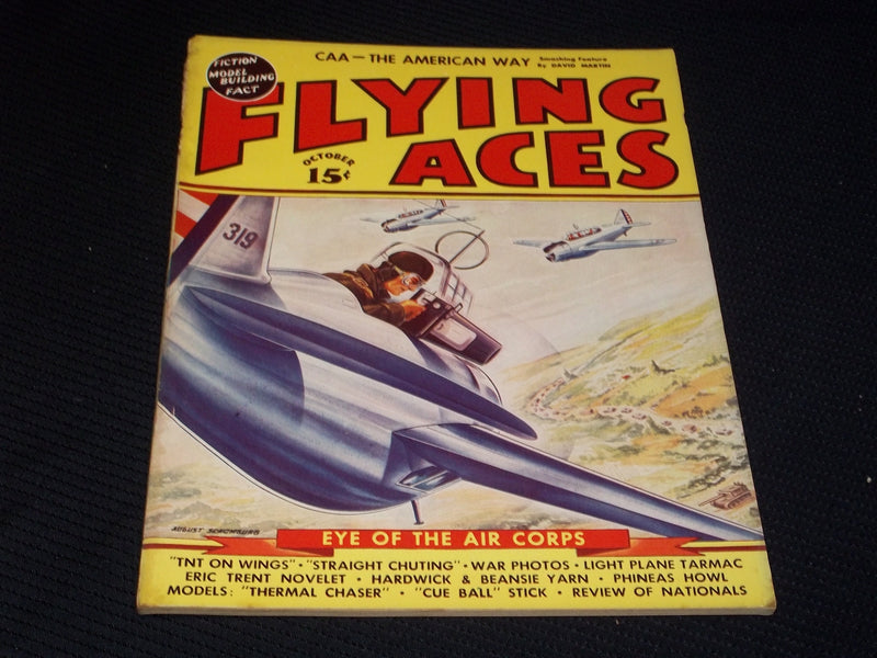 1940 OCTOBER FLYING ACES MAGAZINE ILLUSTRATED FRONT COVER - E 174