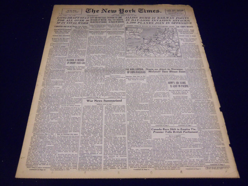 1944 MAY 12 NEW YORK TIMES - ALLIES BOMB 22 RAILWAY POINTS - NT 1732