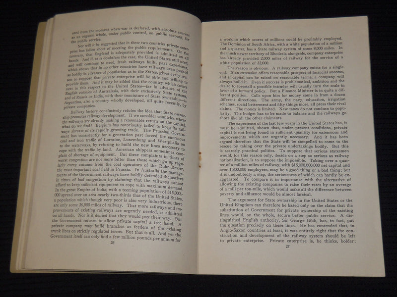1917 HISTORICAL SKETCH OF GOVERNMENT OF RAILROADS BOOK BY W. M. ACKWORTH - K 12