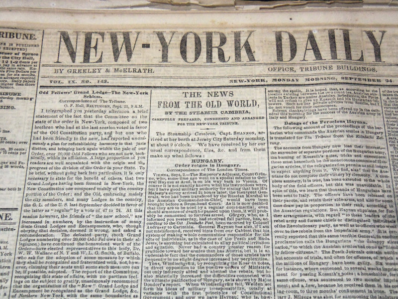 1849 SEPTEMBER NEW YORK DAILY TRIBUNE NEWSPAPER LOT OF 24 - GOLD RUSH - NP 5839H