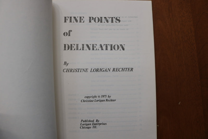 1975 FINE POINTS OF DELINEATION SOFTCOVER BOOK BY CHRISTINE REHTER - K 3163