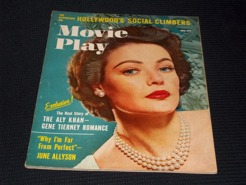 1954 NOVEMBER MOVIE PLAY MAGAZINE - GENE TIERNEY FRONT COVER - E 14244