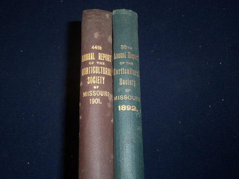1892 & 1901 MISSOURI HORTICULTUAL SOCIETY ANNUAL REPORT VOLUME LOT OF 2- KD 5590