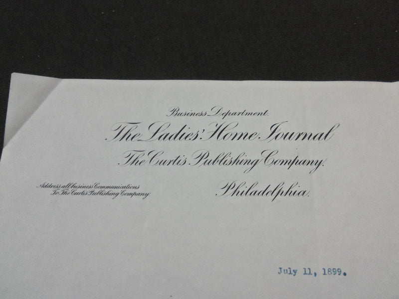 1899 LADIES' HOME JOURNAL MAGAZINE BUSINESS DEPARTMENT LETTERS LOT 2 - J 1811