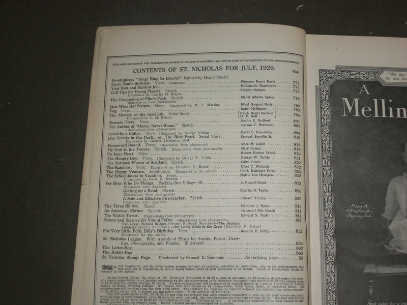 1920 JULY ST. NICHOLAS MAGAZINE - ILLUSTRATIONS, STORIES & ADS - B 4617