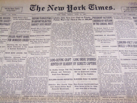 1931 JUNE 19 NEW YORK TIMES - GANG DRIVE SPURRED BY SCHULTZ CAPTURE - NT 2204