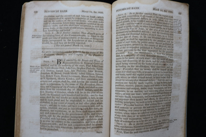 1806 LAWS OF THE COMMONWEALTH OF MASSACHUSETTS - SOFTCOVER BOUND - K 2885