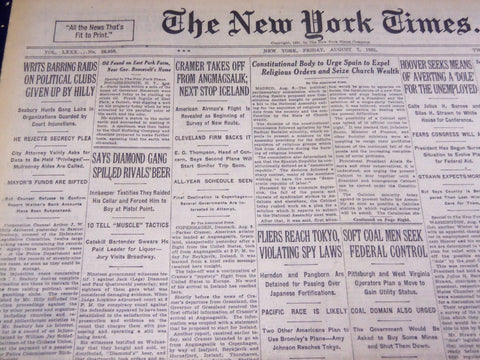 1931 AUGUST 7 NEW YORK TIMES - DIAMOND GANG SPILLED BEER - NT 4154