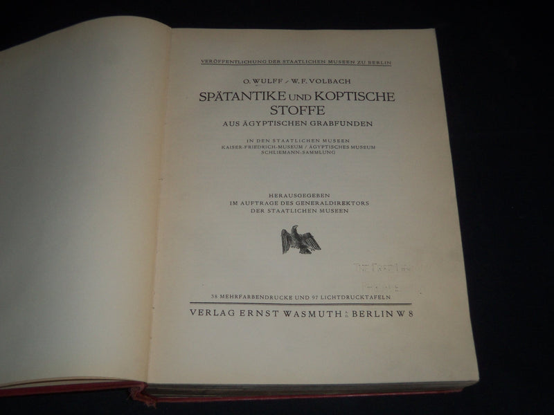 1976 SPATANIKE UND KOPTISCHE STOFFE VOLUME BY O. WULFF AND W. F. VOLBACH - Z 59