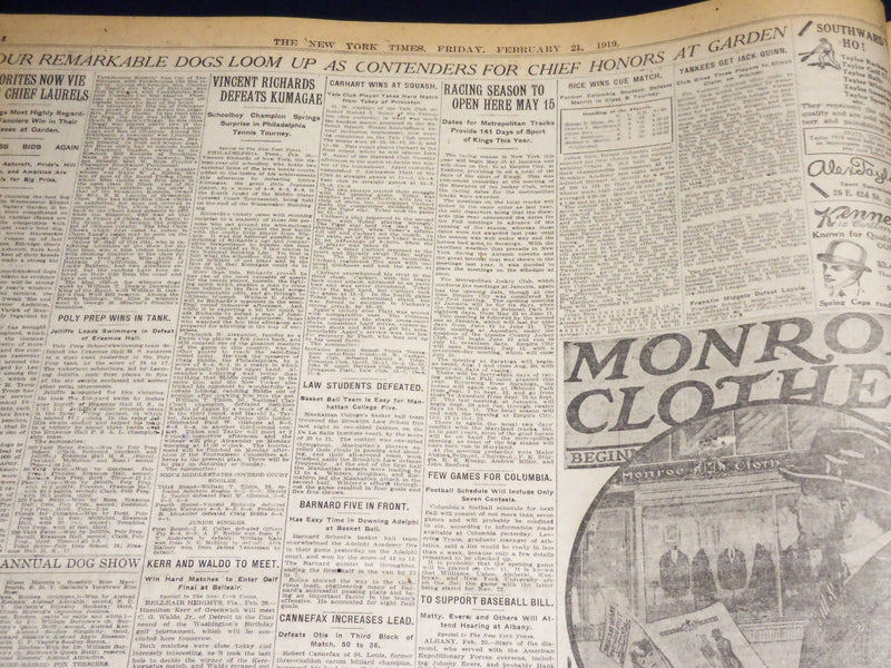 1919 FEBRUARY 21 NEW YORK TIMES - ASK WILSON TO BACK WAR COST CLAIMS - NT 7974