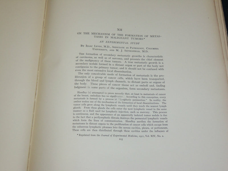 1912 STUDIES IN CANCER - PATHOLOGY BOUND VOLUME NO. 2 - 32 PLATES - KD 4500