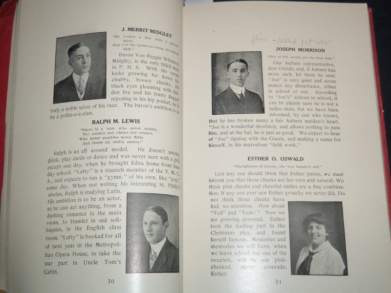 1913 CRIMSON & WHITE POTTSVILLE HIGH SCHOOL YEARBOOK - NICE PHOTOS - J 8183