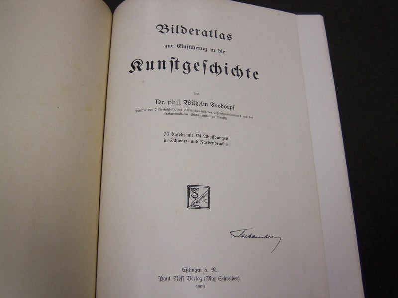 1909 BILDERATLAS ZUR KUNSTGESCHICHTE BY DR. WILHELM TESDORPF - KD 2339