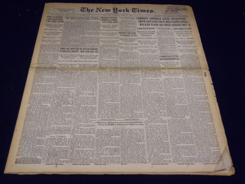1932 APRIL 16 NEW YORK TIMES - WALKER PLANS BIG BEER PARADE - NT 4008