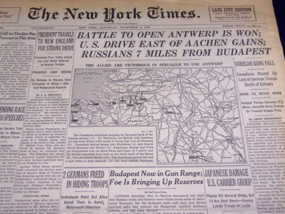1944 NOVEMBER 4 NEW YORK TIMES - BATTLE TO OPEN ANTWERP IS WON - NT 796