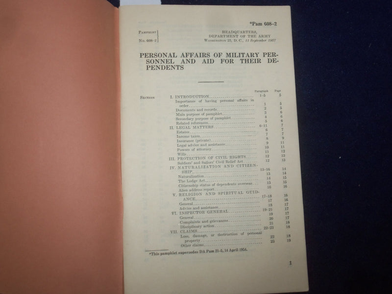 1957 SEPTEMBER PERSONAL AFFAIRS OF MILTARY PERSONNEL- DEPARTMENT OF ARMY- J 9482