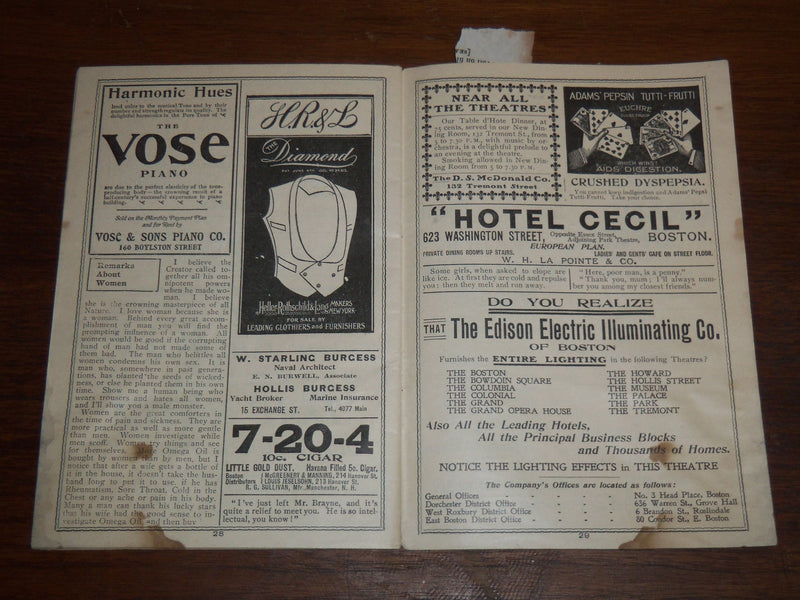 1902 MARCH 10 BOSTON THEATRE OPERA PROGRAM - LAWRENCE MCCARTY - K 1188