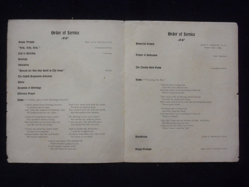 1899 SALLY DOW CLEMENT - DEDICATION OF WINDOW - SOFTCOVER BOOKLET - K 225