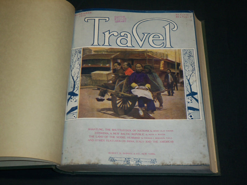 1919 NOV-1920 OCT TRAVEL MAGAZINE BOUND VOLUME - GREAT COVERS - KD 6005
