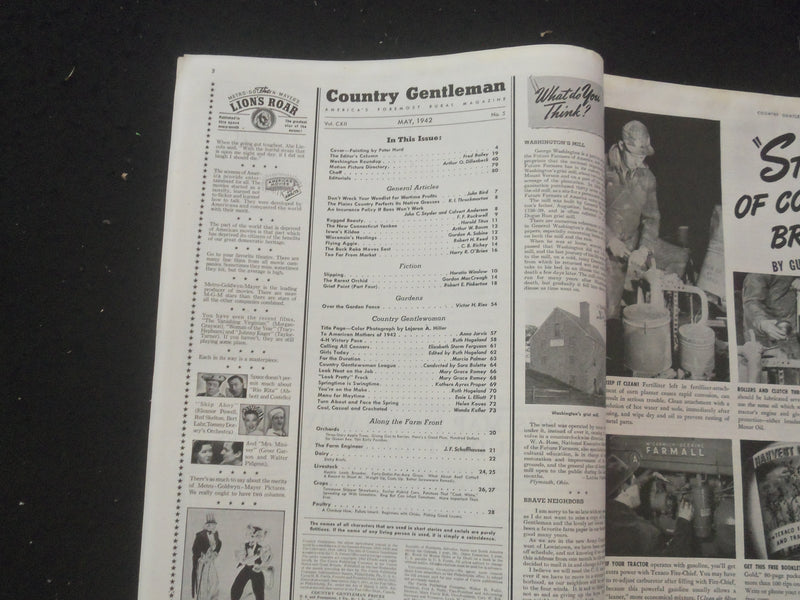 1942 MAY COUNTRY GENTLEMAN MAGAZINE -ILLUSTRATED COVER, STORIES & ADS - SP 8013V