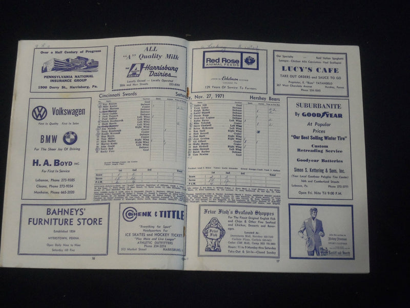 1971-1978 HERSHEY BEARS AMERICAN HOCKEY LEAGUE PROGRAMS - LOT OF 8 - ST 6925