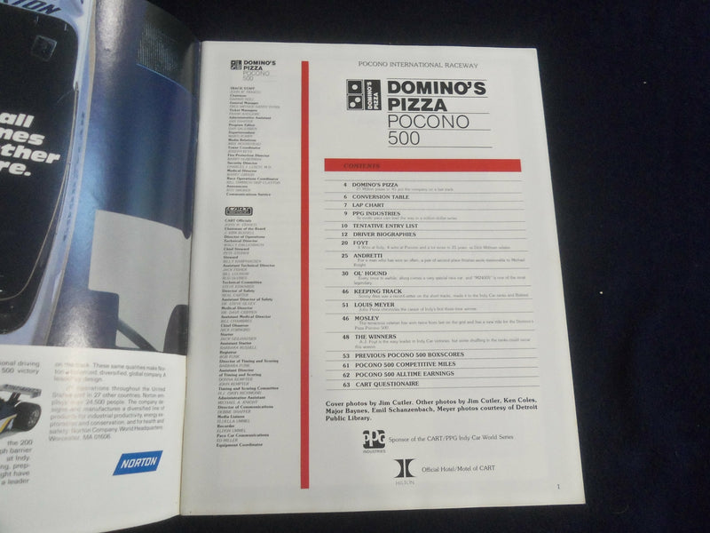1982 AUGUST 15 DOMINO'S PIZZA POCONO 500 RACING PROGRAM - SP 3898I