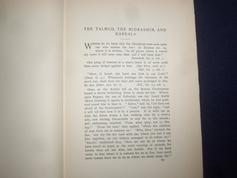 1939 HEBRAIC LITERATIVE HARDCOVER BOOK - TRANSLATIONS FROM THE TALMUD - KD 9130