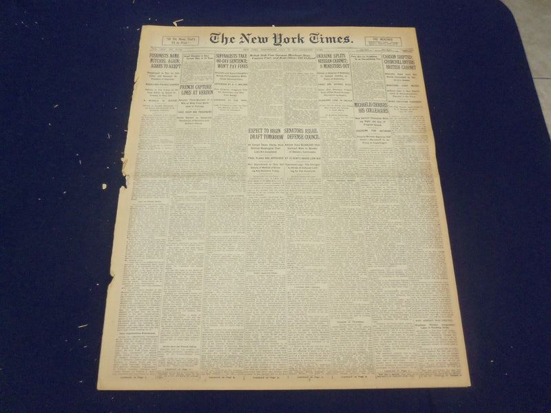 1917 JULY 18 NEW YORK TIMES - CHURCHILL ENTERS BRITISH CABINET - NT 9307