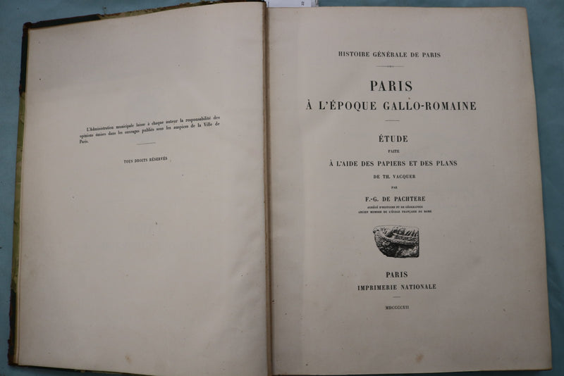 1912 PARIS A L'EPOQUE GALLO-ROMAINE HARDCOVER BOOK - KD 9713