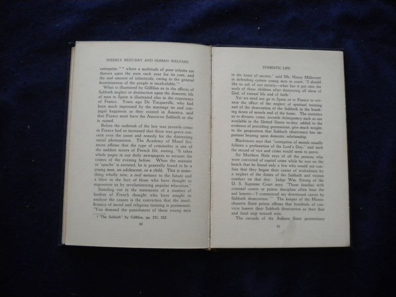 1927 INFLUENCE OF THE WEEKLY REST-DAY ON HUMAN WELFARE HARDCOVER BOOK - KD 8111