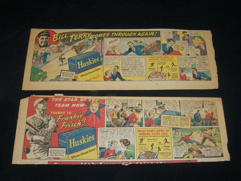 1938 BILL TERRY & FRANKIE FRISCH COLOR COMIC ADS LOT OF 2 - HUSKIES- NP 5385