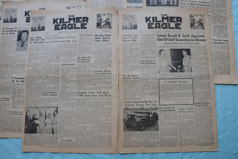 1953-1954 THE KILMER EAGLE NEWSPAPER - CAMP KILMER, NJ - LOT OF 16 - NP 9059