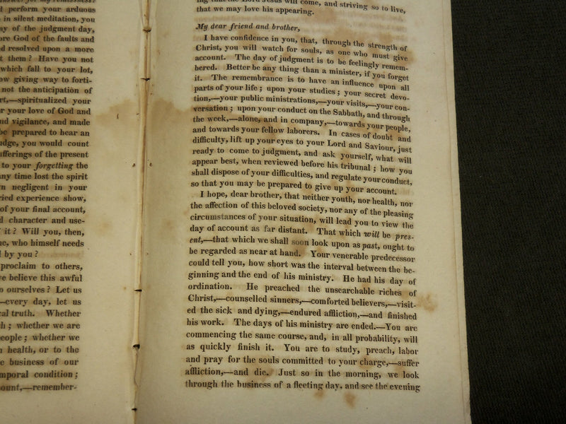 1818 THE REVEREND JOEL HAWES ORDINATION SERMON - LEONARD WOODS BOOK - J 6213