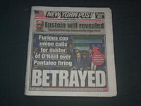 2019 AUGUST 20 NEW YORK POST NEWSPAPER - JEFFREY EPSTEIN'S WILL REVEALED